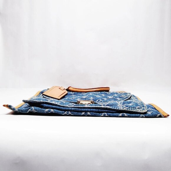 Authentic Louis Vuitton Flat Shopper Blue Monogram Denim Tote Bag mn1293-121225 - Picture 5 of 16